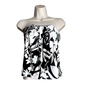Express NEW NWT Black White Floral Tube Top L